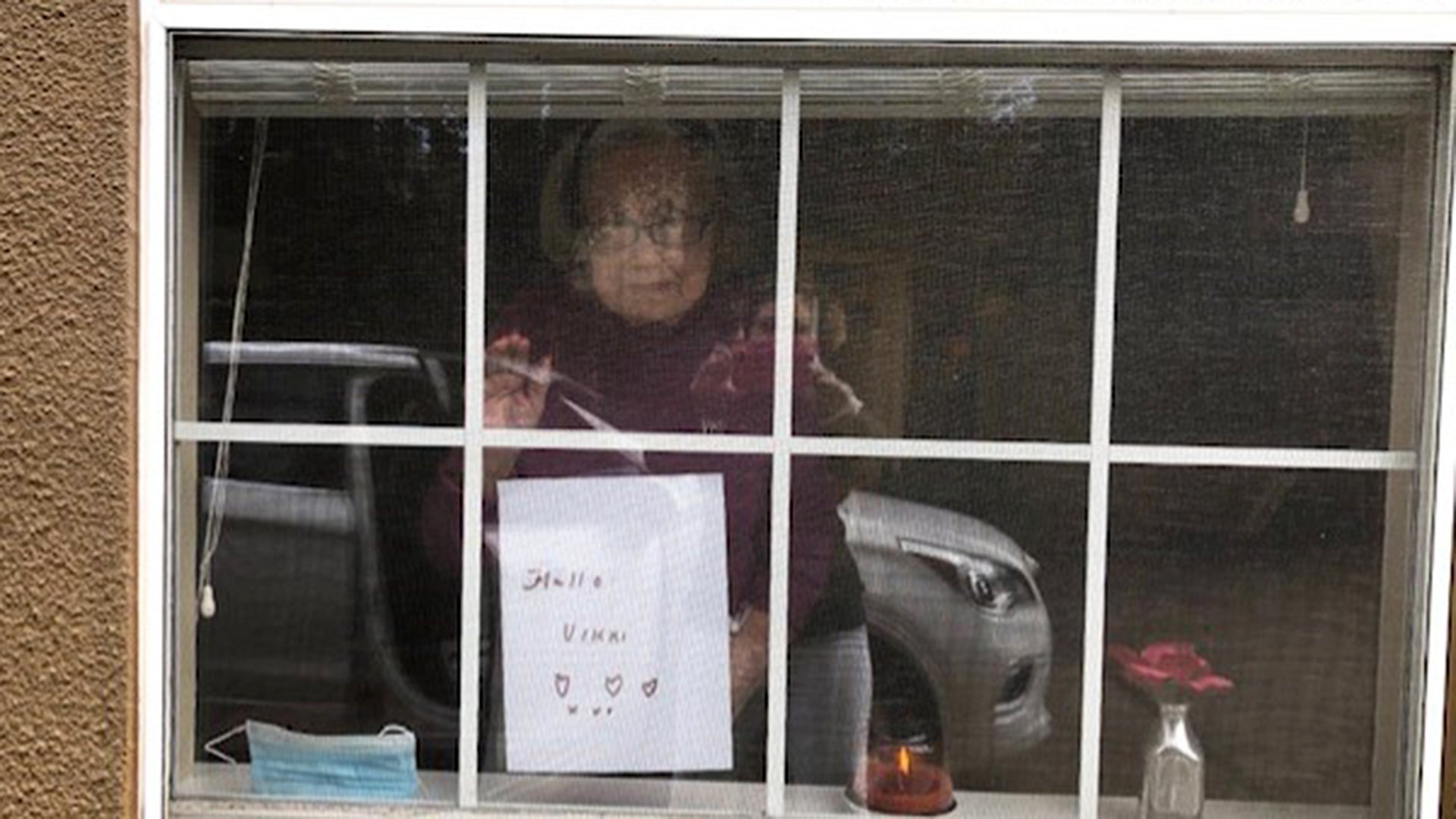 After dropping off treats to my mom, I drove by her room for a wave and she had it all decorated! My mom is 89 years old and living in a FABULOUS senior community.