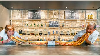 Chef creates 6.5-foot-long 'Back to Work Baguette' to allow customers to eat while social distancing