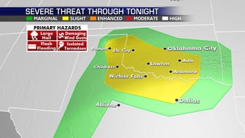 Severe weather threat for Southern Plains where intense storms may bring large hail, gusty winds