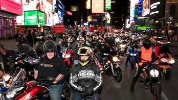 Car and motorcycle enthusiasts taking over NYC's empty Times Square for photo-ops