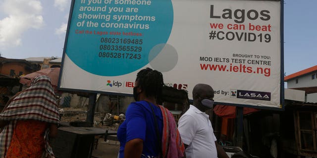 A sign about the response to the coronavirus last week in Lagos, Nigeria.