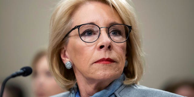 Education Secretary Betsy DeVos testifies during a hearing of a House Appropriations Sub-Committee on Capitol Hill in Washington, Feb. 27, 2020. (Associated Press)