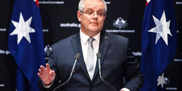 Australian Prime Minister Scott Morrison speaks to the media during a press conference at Parliament House in Canberra, Friday, May 1, 2020. Morrison stands firm on his call for an independent inquiry into the coronavirus and denied any motivation other than to prevent such a pandemic happening again.