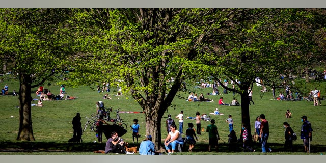 People leave home for the outdoors as the temperature hovered around 70 degrees, even as the stay-at-home order remained in effect with Governor Andrew Cuomo warning that any change in behavior could reignite the spread of coronavirus, Saturday, May 2, 2020, in Brooklyn's Prospect Park in New York. (AP Photo/Bebeto Matthews)