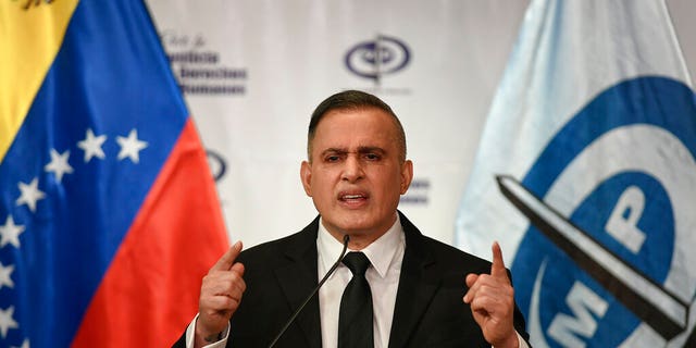Venezuela's Attorney General Tarek William Saab gives a press conference regarding what the government calls a failed attack over the weekend aimed at overthrowing President Nicolás Maduro in Caracas, Venezuela, Monday, May 4, 2020. 