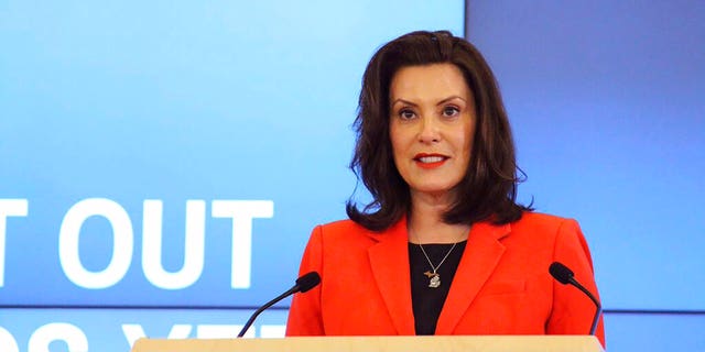 Michigan Gov. Gretchen Whitmer speaks in Lansing, Mich., Monday, May 4, 2020. 