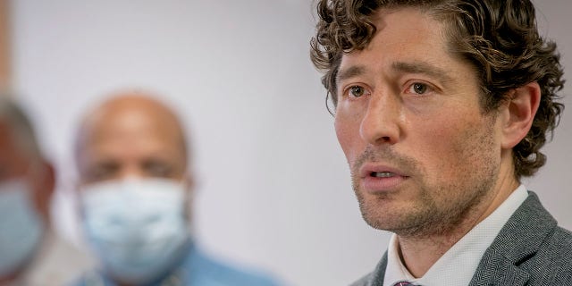 Minneapolis Mayor Jacob Frey speaks during a news conference in 2020. (Elizabeth Flores/Star Tribune via AP)