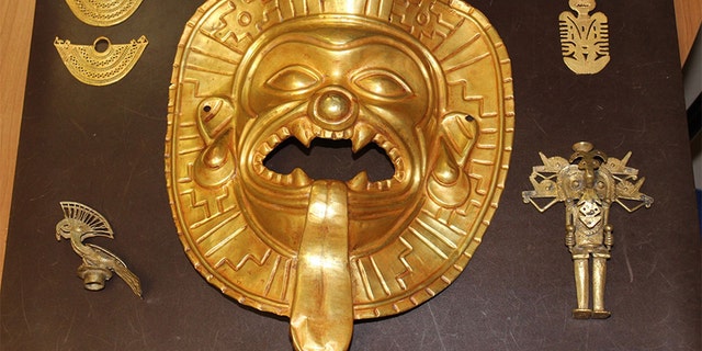 The Spanish National Police recovered a unique pre-Columbian Tumaco gold mask