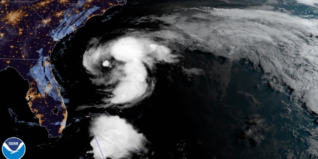 Tropical Storm Arthur can be seen swirling off the Southeast coast on Sunday, May 17, 2020.