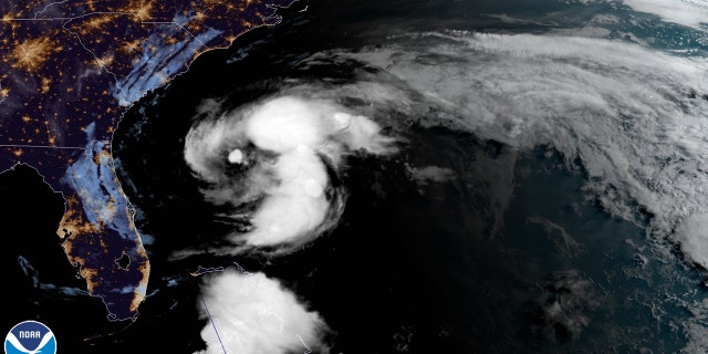 Tropical Storm Arthur can be seen swirling off the Southeast coast on Sunday, May 17, 2020.