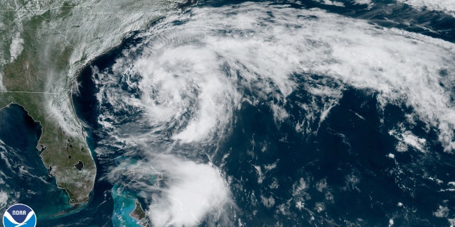 Tropical Storm Arthur can be seen swirling off the Southeast coast on Sunday, May 17, 2020.