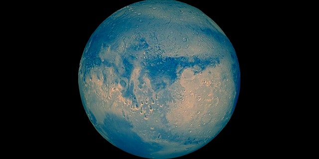 Mars file photo, tinted blue.