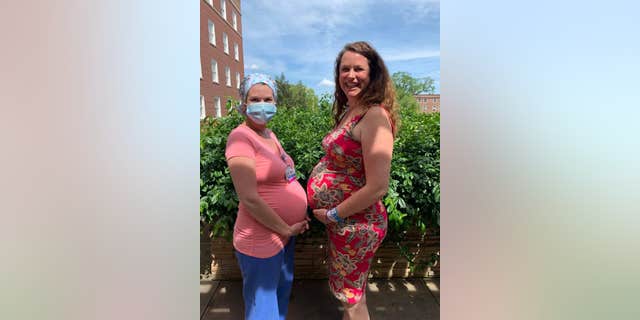 Shona Moeller, pictured right, has been in the hospital for weeks awaiting the birth of her first child.