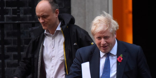 Prime Minister Boris Johnson and his political adviser Dominic Cummings in October 2019. (Peter Summers/Getty Images, File)