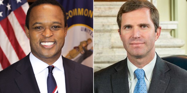 Republican Kentucky Attorney General Daniel Cameron (L) joined a church's lawsuit against Democratic Gov. Andy Beshear (R) to reopen faith-based services.