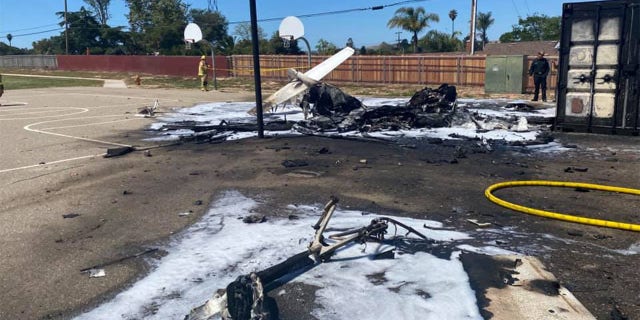A pilot crashed on the grounds of an elementary school in Santa Barbara County Wednesday morning.