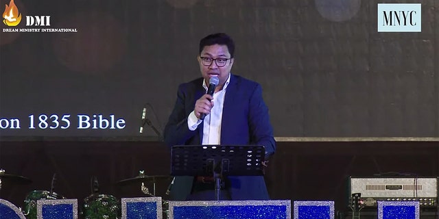 Pastor David Lah preaching in defiance of the government's coronavirus stay-at-home orders.