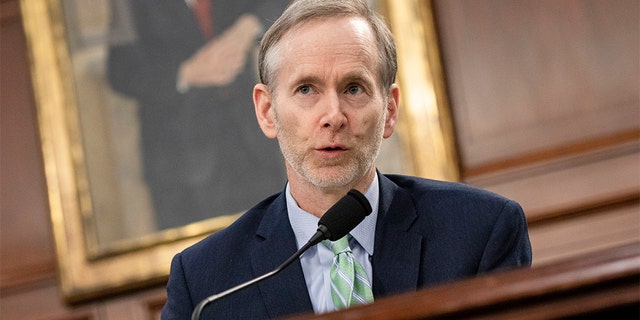 Dr. Tom Inglesby, Director of the Bloomberg School of Public Health at the Johns Hopkins Center for Health Security, speaks during a briefing on the developments of the novel coronavirus, also known as COVID-19, from medical and research staff from Johns Hopkins University on Capitol Hill on March 6, 2020 in Washington, D.C. (Photo by Samuel Corum/Getty Images)