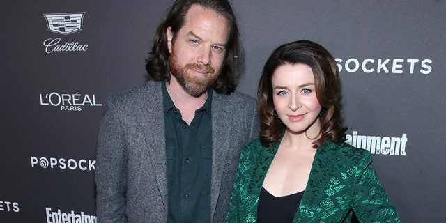 Rob Giles and Caterina Scorsone attend Entertainment Weekly Celebrates Screen Actors Guild Award Nominees sponsored by L'Oreal Paris, Cadillac, And PopSockets at Chateau Marmont on January 26, 2019 in Los Angeles, Calif.