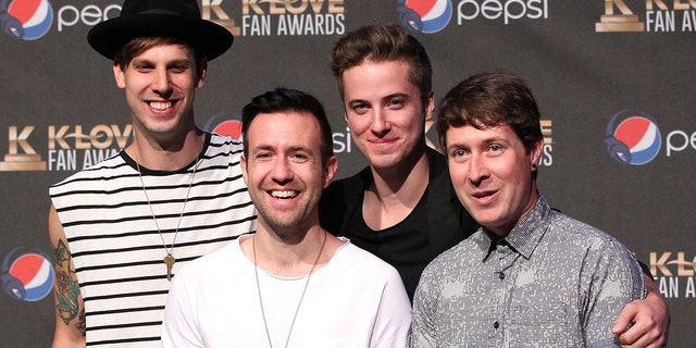 Jon Steingard, David Niacaris, Micah Kuiper and Daniel Biro of musical group Hawk Nelson at the 3rd Annual KLOVE Fan Awards at the Grand Ole Opry House on May 31, 2015 in Nashville, Tenn. (Photo by Terry Wyatt/Getty Images for KLOVE)