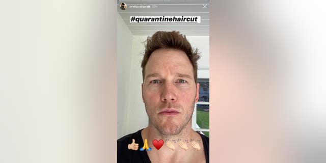 Chris Pratt enjoying his haircut.