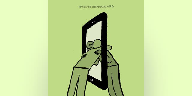 This illustration by French artist Jean Jullien, released by Jullien to Fox News, was created to spotlight the work of iPads to Hospitals, a volunteer group that collects used tablets and donates them to hospitals and nursing homes in underserved communities.
