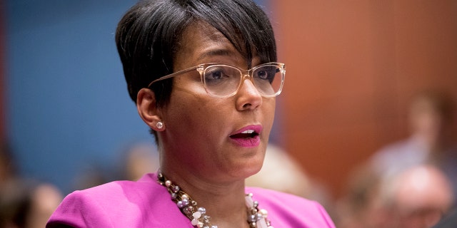 Then-Atlanta Mayor Keisha Lance Bottoms speaks during a Senate Democrats' Special Committee on the Climate Crisis on Capitol Hill, July 17, 2019. (AP Photo/Andrew Harnik, File)
