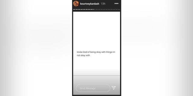 Kourtney Kardashian shared a cryptic message on Instagram following her ex's rehab drama.