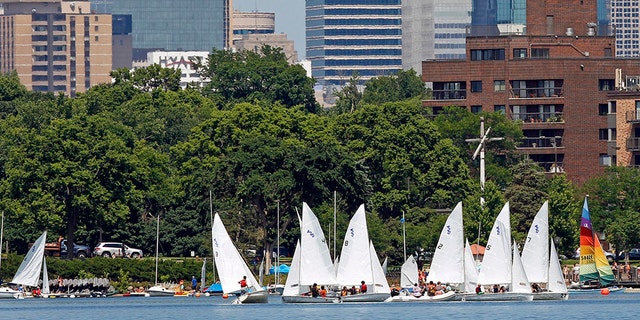 Sailors navigate a course on Lake Calhoun in Minneapolis, Minnesota July 3, 2013. (REUTERS/Eric Miller)