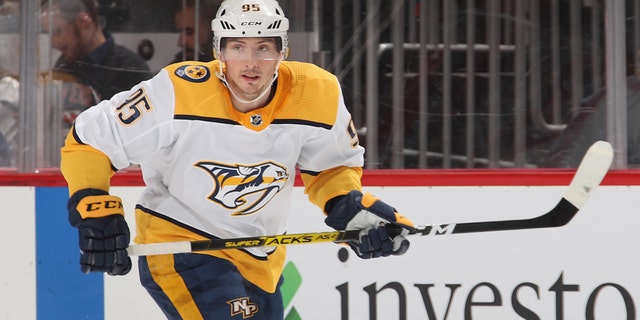 Matt Duchene #95 of the Nashville Predators skates against the New Jersey Devils at the Prudential Center on January 30, 2020 in Newark, New Jersey. The Predators defeated the Devils 6-5 in the shoot-out. (Photo by Bruce Bennett/Getty Images)