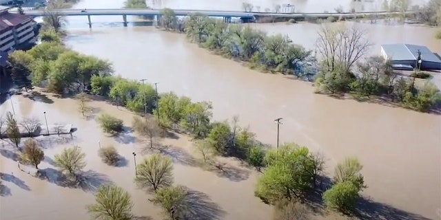 This footage, filmed by Anthony Clark on May 20, shows an aerial view of Floodwaters in Midland, Michigan, after two dams were overtaken following heavy rainfall, forcing the evacuation of communities downstream.