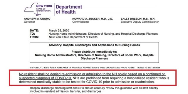 Excerpted here, Governor Andrew Cuomo’s deadly nursing-home regulation is missing from the state Health Department’s website, but remains available via WaybackMachine.org