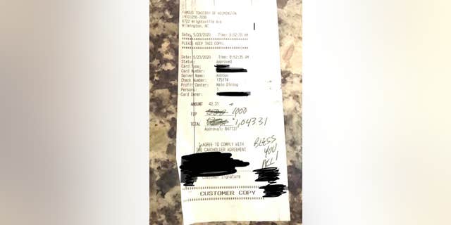 Though the generous tippers remain anonymous, the Famous Toastery identified the customers as a local couple who seemed to truly enjoy their meal.