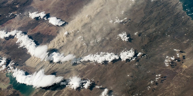 A large dust storm can be seen over southern Argentina on March 7, 2020.