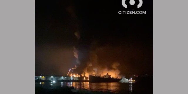 A large fire broke out at a warehouse along the San Francisco waterfront early Saturday morning.