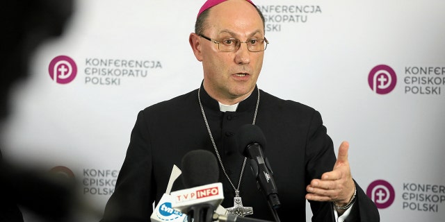 Archbishop Wojciech Polak speaks with media representatives after extraordinary sitting of Polish bishops, to discuss steps the Catholic Church in Poland should take to tackle the problem of pedophilia, at the Polish Episcopate headquarters in Warsaw, Poland May 22, 2019. (Agencja Gazeta/Slawomir Kaminski/via Reuters)