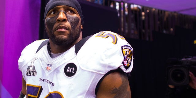 Ray Lewis #52 of the Baltimore Ravens looks on during Super Bowl XLVII against the San Francisco 49ers on February 3, 2013 in New Orleans, Louisiana. (Photo by Rob Tringali/SportsChrome/Getty Images)