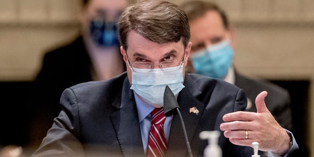 Veterans Affairs Secretary Robert Wilkie speaks during a House Appropriations Subcommittee on Military Construction, Veterans Affairs, and Related Agencies hearing on Capitol Hill in Washington, Thursday, May 28, 2020, on the Department of Veterans Affairs response to COVID-19. (AP Photo/Andrew Harnik, Pool)