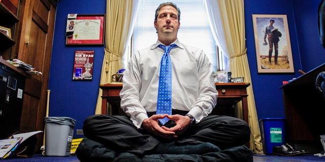 Rep. Tim Ryan meditating in his office.  Rep. Tim Ryan meditating in his office.  (Photo courtesy of Rep. Tim Ryan's office.)