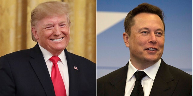 President Donald Trump looks on during an event about judicial confirmations in the East Room of the White House on November 6, 2019, a Washington, DC - file photo/Elon Musk, founder and CEO of SpaceX, participates in a press conference at the Kennedy Space Center on May 27, 2020, in Cape Canaveral, Florida.