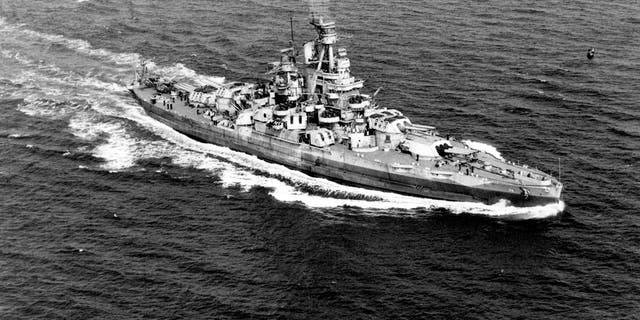 Official U.S. Navy photograph of the USS Nevada (BB-36), now in the collections of the National Archives.