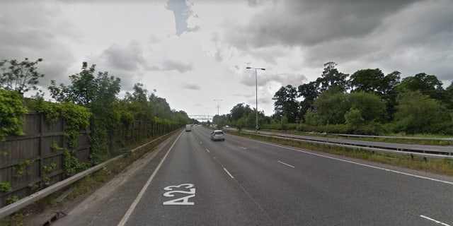 The A23 runs through the county of Sussex between Crawley and Brighton.