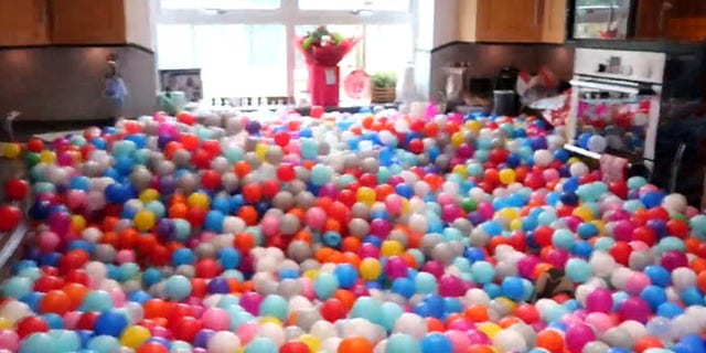 Joel Conder filled his house with 250,000 balls as a surprise for his family.