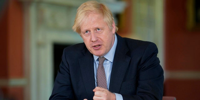 In this photo issued by 10 Downing Street on Sunday, May 10, 2020, Britain's Prime Minister Boris Johnson delivers an address on lifting the country's lockdown amid the coronavirus pandemic. (Andrew Parsons/10 Downing Street via AP)