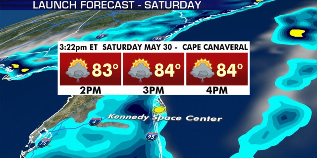 The forecast for the next SpaceX launch attempt on Saturday.