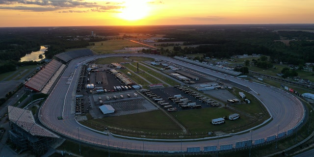 DARLINGTON, SOUTH CAROLINA - MAY 16: The sun sets at Darlington Raceway on May 16, 2020 in Darlington, South Carolina. NASCAR is preparing to resume the season with a race tomorrow after the nationwide lockdown due to the ongoing Coronavirus (COVID-19). (Photo by Chris Graythen/Getty Images)