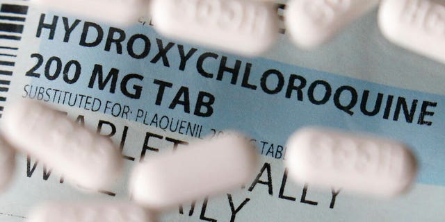 This photo shows an arrangement of hydroxychloroquine tablets in Las Vegas.