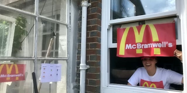 Jen made her husband order at one window, and pay at the next.