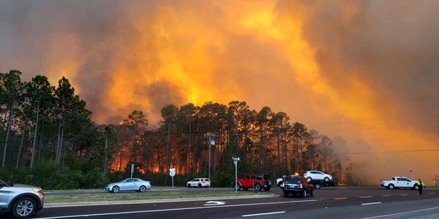 A red flag warning was issued for the area due to windy and dry conditions that allowed for peak wildfire conditions.