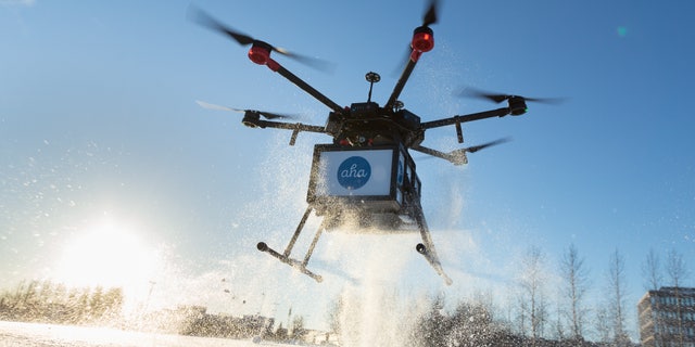 Drone delivery of meals in Iceland, in a partnership with Aha.